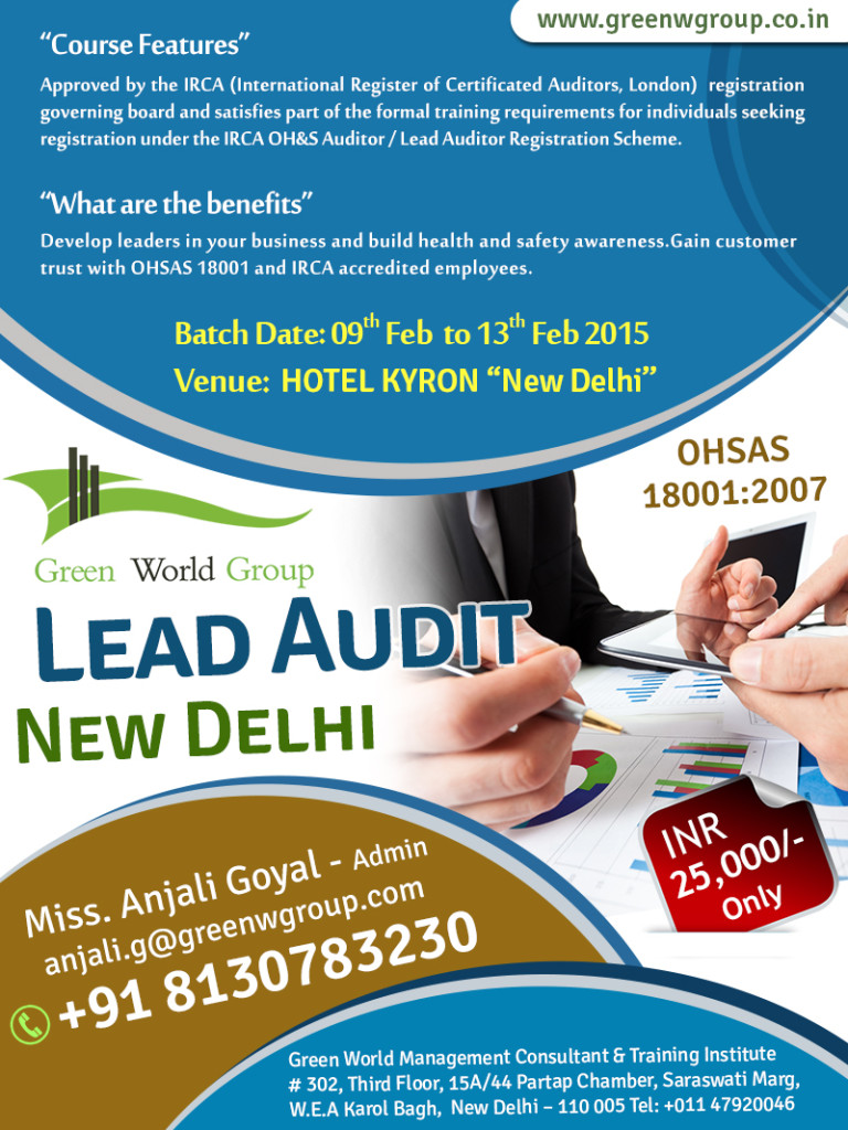 IRCA Lead Auditor Course New Delhi GREEN WORLD GROUP INDIA Nebosh