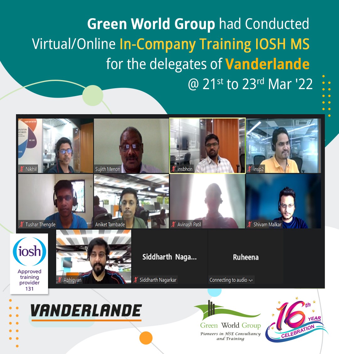Green World’s Conducted IOSH MS Online / Live Training at Vanderlande