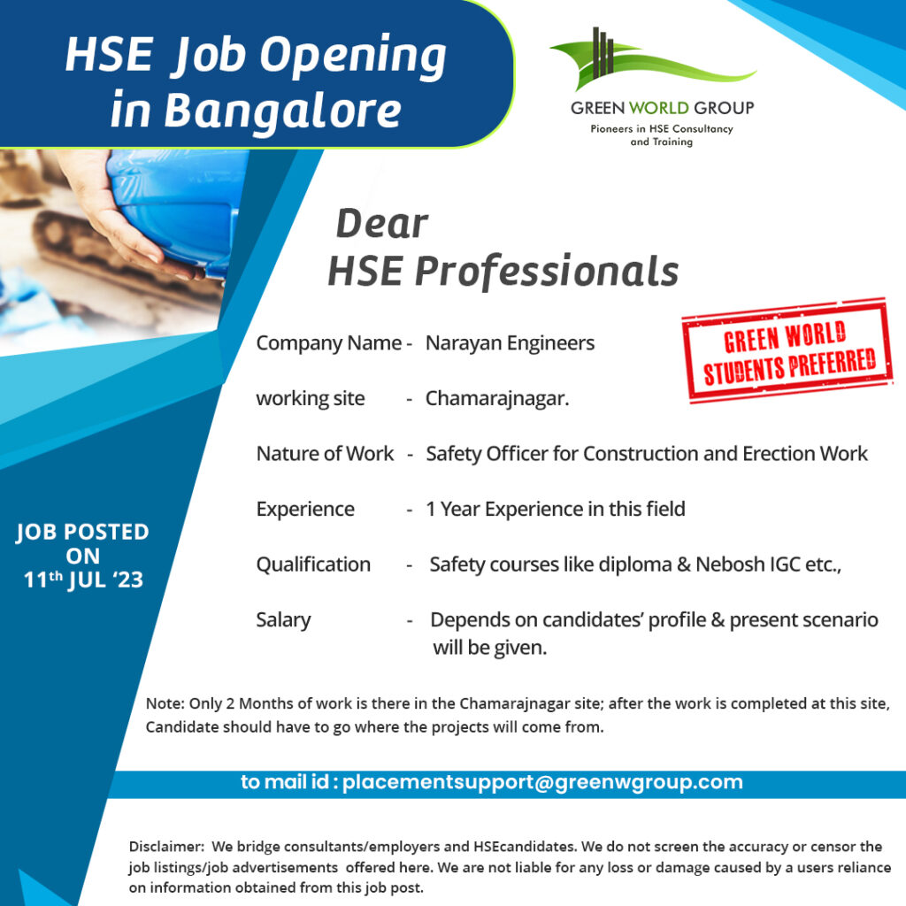 Safety officer jobs in Chennai Kolkata Mumbai Bangalore Hyderabad