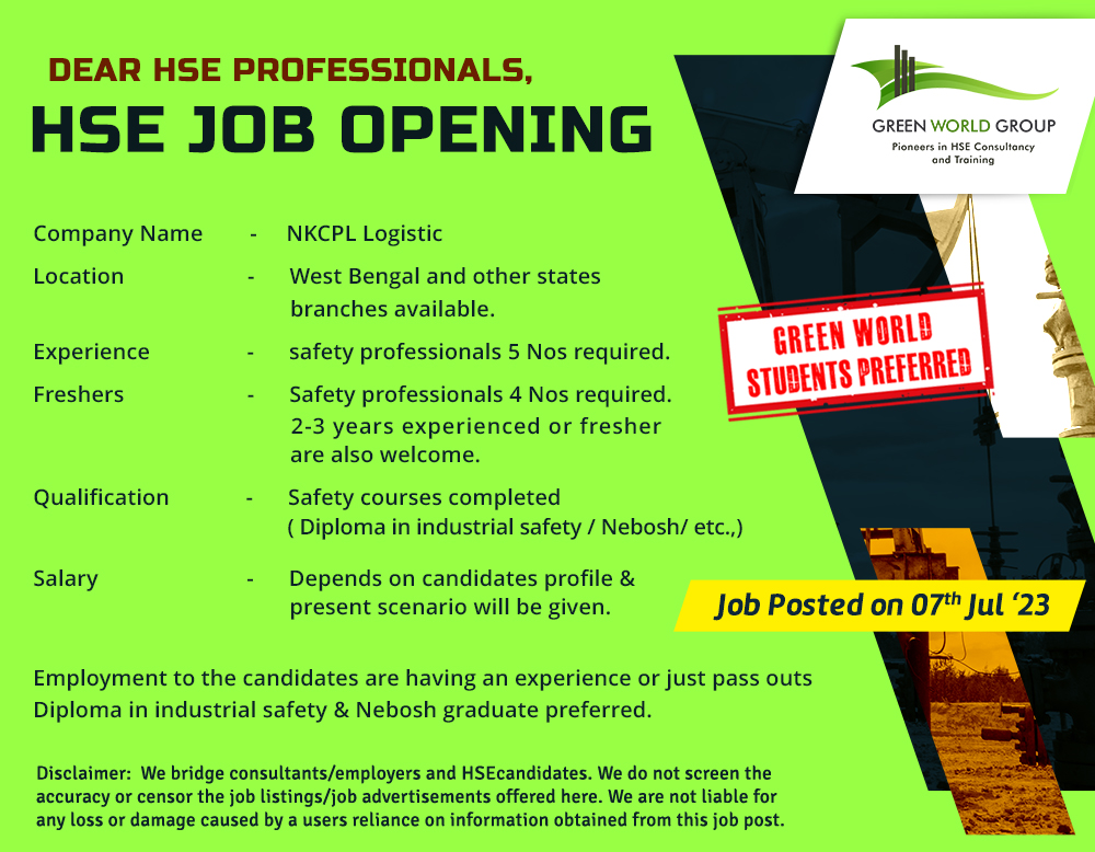 Safety officer jobs in Chennai Kolkata Mumbai Bangalore Hyderabad