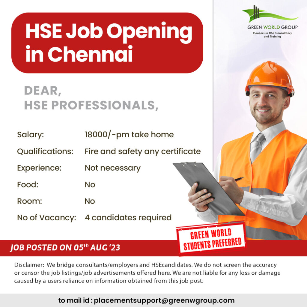 Safety officer jobs in Chennai Kolkata Mumbai Bangalore Hyderabad