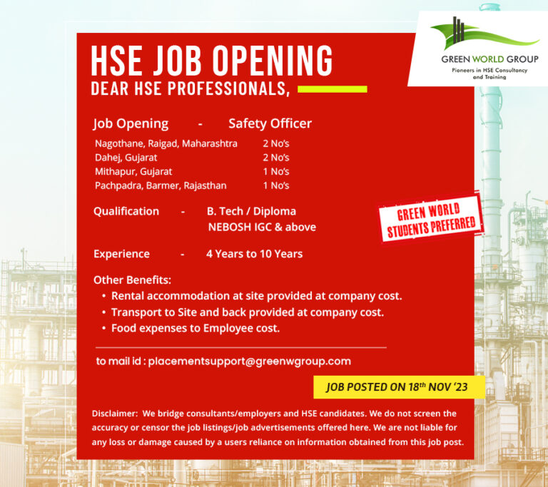 Safety officer jobs in Chennai Kolkata Mumbai Bangalore Hyderabad