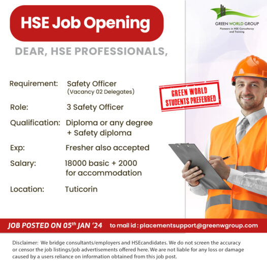 Safety officer jobs in Chennai Kolkata Mumbai Bangalore Hyderabad