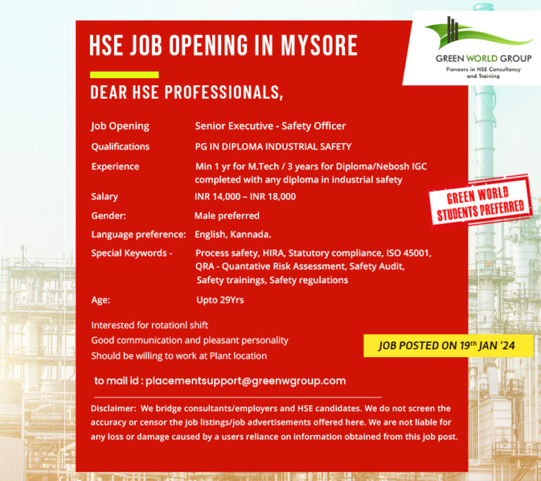 Safety officer jobs in Chennai Kolkata Mumbai Bangalore Hyderabad