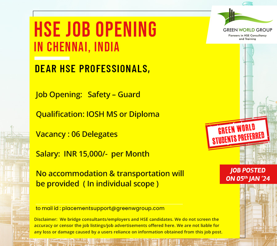 Safety officer jobs in Chennai Kolkata Mumbai Bangalore Hyderabad