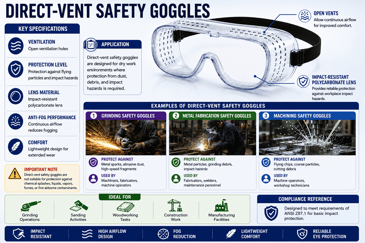Direct Vent Safety Googles Key facts