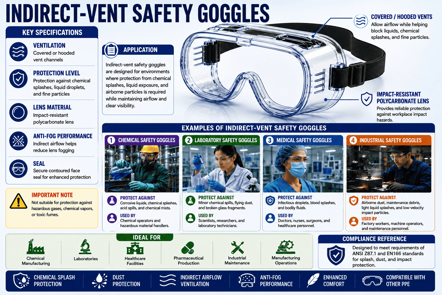 Indirect Vent Safety Googles Key facts